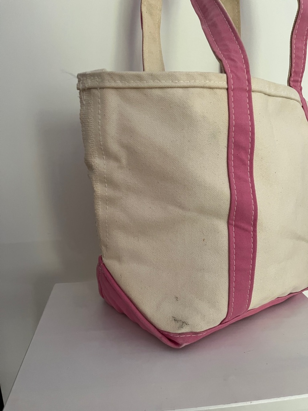 Canvas Tote Bag with Pink Trim - classic Bean boat & tote - Picture 2 of 7